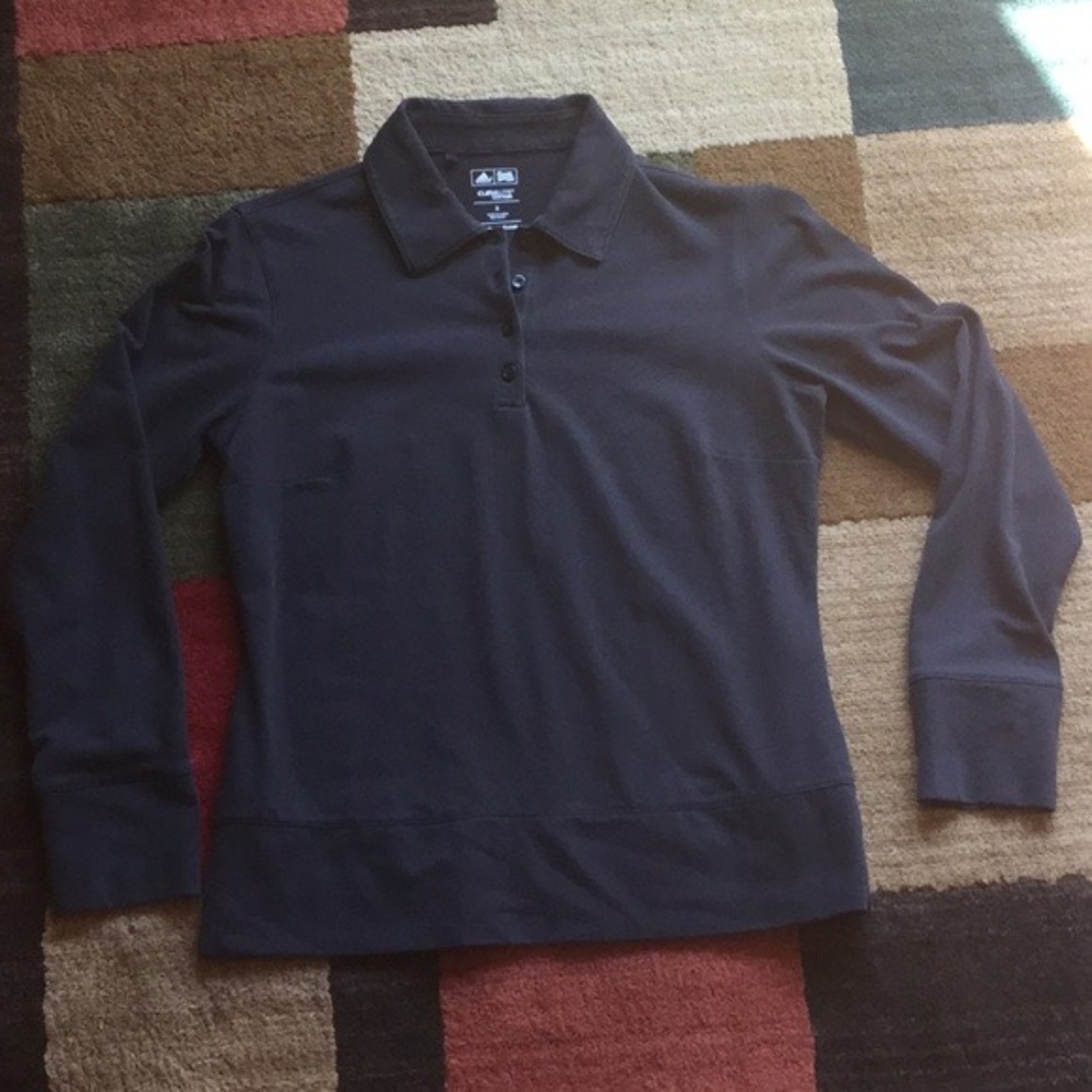 Adidas Black Long Sleeve Golf Polo Top Climalite